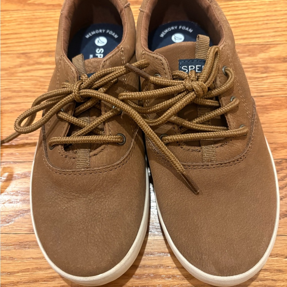 Sperry Tan Lace-Up Casual Sneakers with White Sole